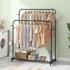 Laiensia Double Rods Garment Rack with Wheels, Clothing Rack for
