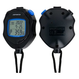 Clefer TS-S114-BK Stopwatch Wrap Split Measurement 200 Memory Timer Clock Function Black