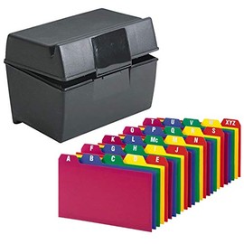 Portatarjetas índice, caja de almacenamiento para tarjetas de índice con capacidad para hasta 300 tarjetas de 3 x 5 pulgadas, con guías de tarjetas de polietileno A-Z, 3 x 5 pulgadas, paquete
