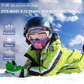 7-Mi Kids Balaclava Ski Mask Windproof Winter Face Warmer Fleece Neck for Boys Girls Cold Weather Winter Sports Skiing,Running,Cycling,Purple,Giraffe