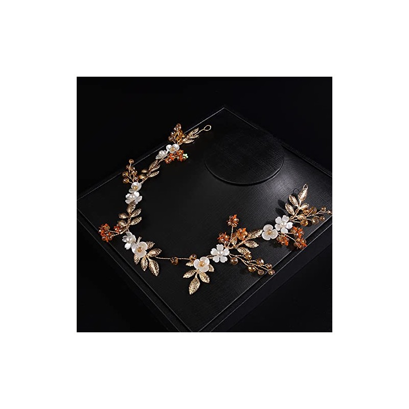 JWICOS Diadema de novia con hojas y flores, accesorio para