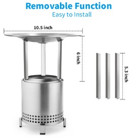 Heat Deflector for Solo Stove Mesa Fire Pit, 304 Stainless Steel - Mesa Heat Insulation Panel, High Temperature Resistant, with 3 Removable Feet (silver, mesa)