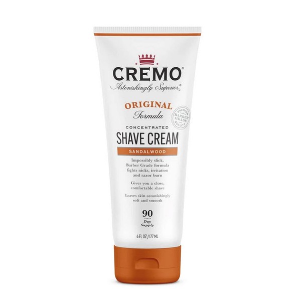 Cremo Barber Grade Sandalwood Shave Cream, Astonishingly Superior Ultra-Slick Shaving Cream Fights Nicks, Cuts and Razor Burn, 6 Fl Oz