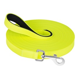 XiaZ Waterproof Dog Leash, PVC Long Dog Leash 15M/50FT with Swivel Hook and Comfortable Padded Handle，Dog Long Line Training Leash for Walking, Playing and Swimming, for Medium Large Dogs, Yellow