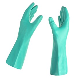 Tusko Products Best Nitrile Rubber Cleaning, Household, Dishwashing Gloves, Latex Free, Vinyl Free, Reusable not Disposable, Medium M (1 Pair)