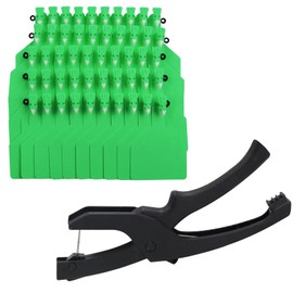 Z Tags One-Piece 50pcs TPU Blank Large Cattle Ear Tags with Specialized Pliers, Animal Identification Tag for Cows Goats Sheep Pigs (Green)