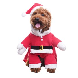 Dog Christmas Costumes with Santa Claus Hat Pet Clothes Suit Xmas Outfits Hoodies for Dogs Puppy Cats Cosplay Holiday Medium