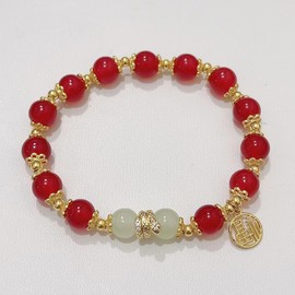 QRH Chinese New Year of The Snake Natural Stone Bracelets Snake Stone Stretch Beads Bracelet Zodiac Snake Natural Stone Bracelets Snake Good Luck Amulet Blessing New Year Bracelet Gift- 01