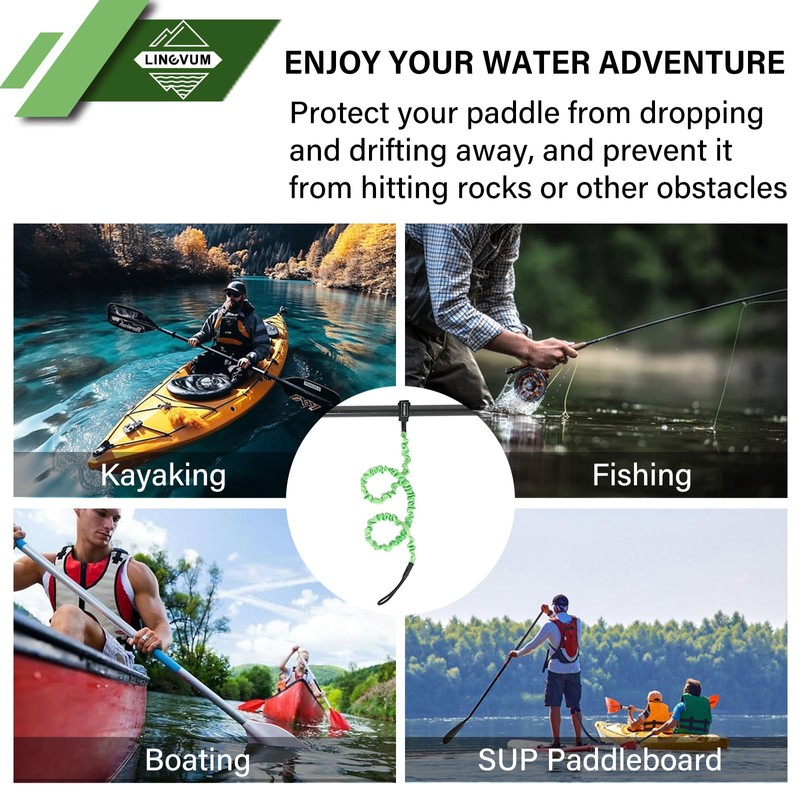 LINGVUM Kayak Paddle Leash Stretchable Paddle Strap Coiled Lanyard Rope