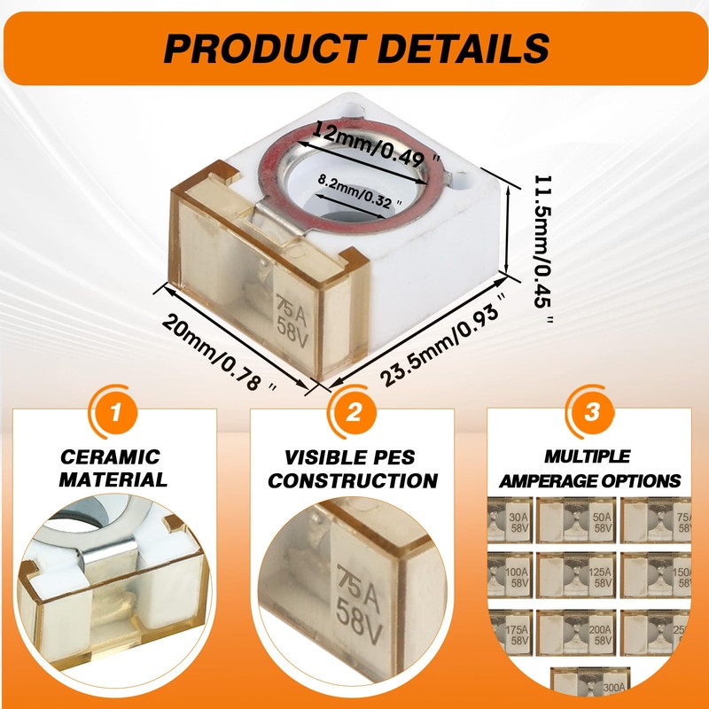 BUSSALIX HABF 58V Battery Fuse for Boat Truck RV Multi-Battery