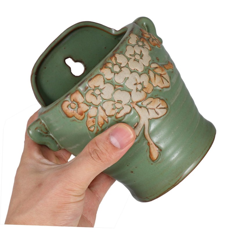 SUPVOX Ceramics Green Hanging Planters for Wall Wall Flower Pot