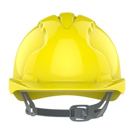 JSP EVO2 Safety Helmet with Slip Ratchet Adjustment Harness Vented EN 397 Industrial Hard Hat for Building, Construction and Work sites Yellow (AJF030-000-200)
