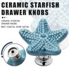 Luomorgo 4 Pack Ceramic Starfish Drawer Knobs - Coastal Blue