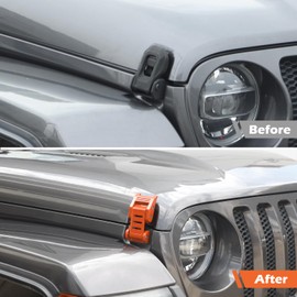 RT-TCZ - Kit de pestillos para capó, compatible con Jeep Wrangler JK JL Gladiator JT Naranja Accesorios exteriores 2 piezas (3 rayas)