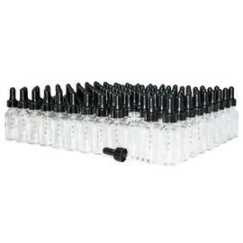 (Pack of 108) 1 oz. Clear Boston Round with Black Graduated Glass Dropper