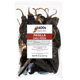 8oz Pasilla Chiles Dried, Whole Dried Chile Mexican Peppers, Versatile Mexican Ingredients for Medium Heat Salsa, Dried Mexico Chiles for Tasty Cooking Recipes, Whole Chilli Dried Peppers.