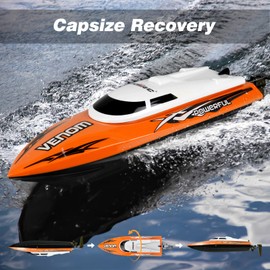 Ulifance 25 km/h Remote Control Boat for Pools and Lakes, RC Boat Toy for Children and Adults, Orange