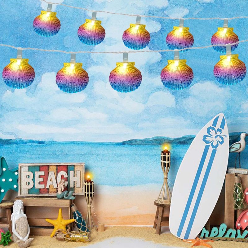 Beach Seashell String Lights - 8.3FT Ocean Themed Decorative 10
