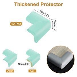 sourcing map Corner Protectors, 16 Pcs Furniture Corner Guards and Edges Safety Bumpers, Soft Rubber Foam Cushions for Fireplace, Table, Stair, Cabinet Edges and Sharp Corners (Light Green)