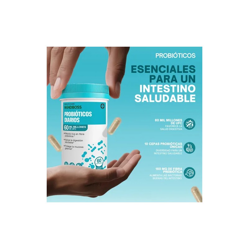 Windboss Enzimas Digestivas Y Probioticos 60+60 Caps Sabor S