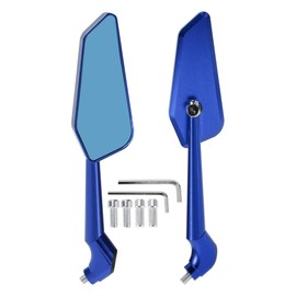 Hihaha Motorcycle Rear View Mirrors Bar End Side Mirrors Mount Adjustable Aluminum Alloy 1 Set Blue M8/M10 Prismatic Shape