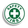 Real Sticky Safety First Sticker Green Vinyl Circle Safe Aid