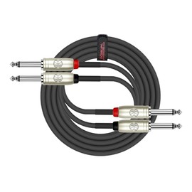 Kirlin Cable AP-405PR-06/BK - 6 pies - Cable de conexión dual de 1/4 pulgadas a doble de 1/4 pulgadas, portátil
