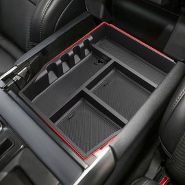 Autorder Center Console Organizer for Ford F-150 F150 2021-2026 Accessories Armrest Storage Box Secondary Insert Tray with 2 Color Mats