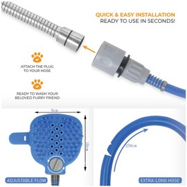 CEASELESLY 4 in 1 Bath Tool for Dogs, Shower Head for Dogs, Dog Washing and Shower Attachment, Massaging and Grooming of Pets Indoor and Outdoor Use for Horses, Livestock and Large Dogs
