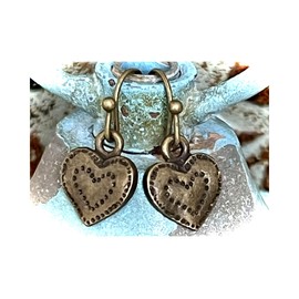 Little Etched Bronze Dangle Heart Earrings Love Romance Valentine Jewelry Earrings for Women #3298FE341