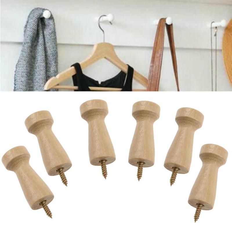 Wantane Screw-On Solid Wood Hook Wooden Coat Hook Coat and