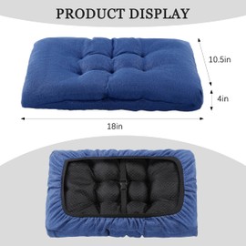 LYLNBYWK Rectangular Stool Cushion Set of 2, Soft Saddle Stool Cushions with Ties, Nonslip and Washable, Drak Blue, 18 x 10.5 x 4 Inch