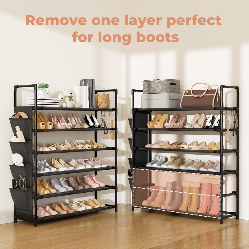 LANTEFUL 6 Tier Shoe Rack, Shoe Organizer Storage for 24-30
