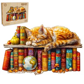 Wooden Puzzle Adults, Sleepy Cat Wooden Puzzle, Irregular Unique Shape Puzzle Pieces, Exquisite Gift Packaging, Birthday Gift for Adults and Children (L-34 x 21.5 cm, 235 Pieces)
