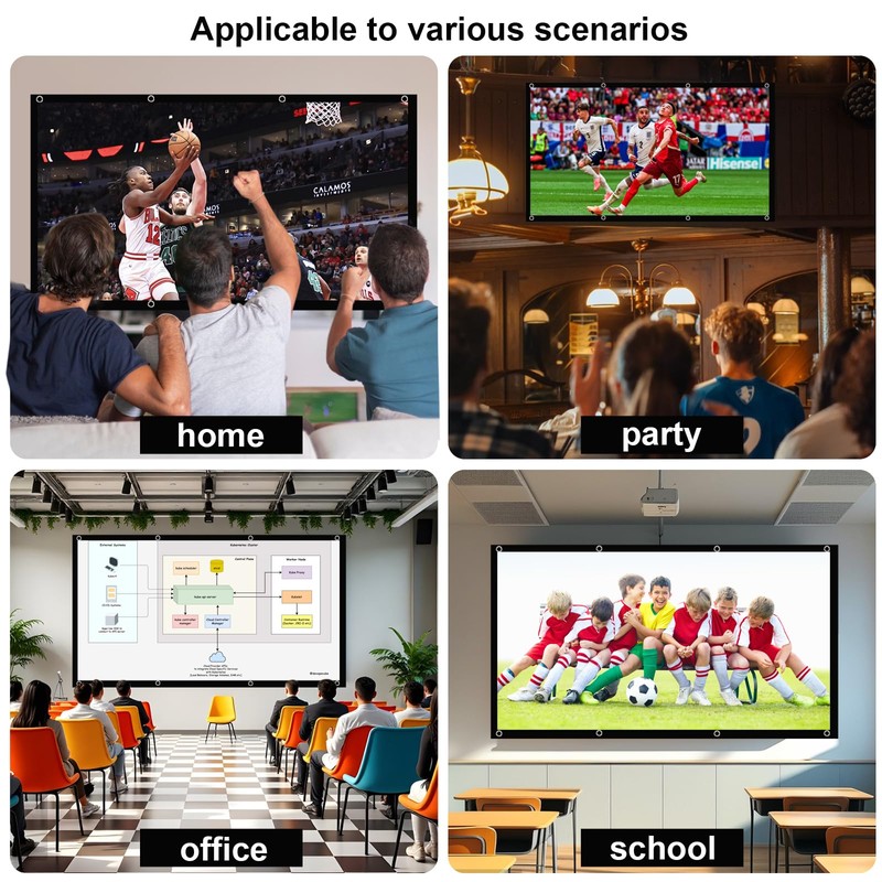 JASFLY Screen Projector 120 Inch 16:9 HD High Resolution Projector