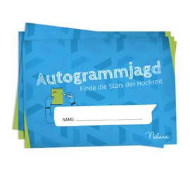 nalara Autograph Hunting - Find the Stars of the Wedding, the Wedding Game with Fun Factor (Pack of 50, 250 g Paper, DIN A5)