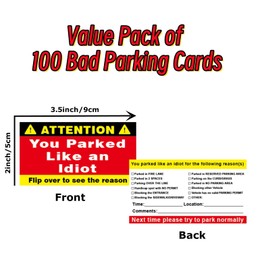 Hileapx Bad Parking Cards, 50Pcs You Parked Like An Idiot Cards, 3.5"x2" Learn to Park Cards with Multi Reasons for Bad Parking, Funny Car Accessories Business Cards Gift for Adults