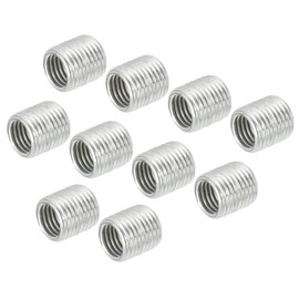 sourcing map Thread Reducing Nuts Insert M10 x 1mm Male to M8 x 1mm Fine Thread Female Adapters 10mm Long Pipe Fitting Conversion Sleeve Reducer, Pack of 10