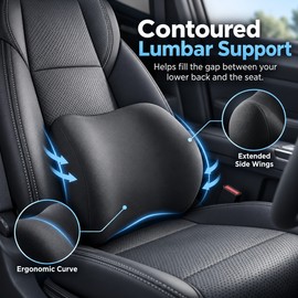 Car Memory Foam Neck & Lumbar Support Cushions for Driving – Contoured Comfort with Breathable Fabric for Daily Commutes and Road Trips