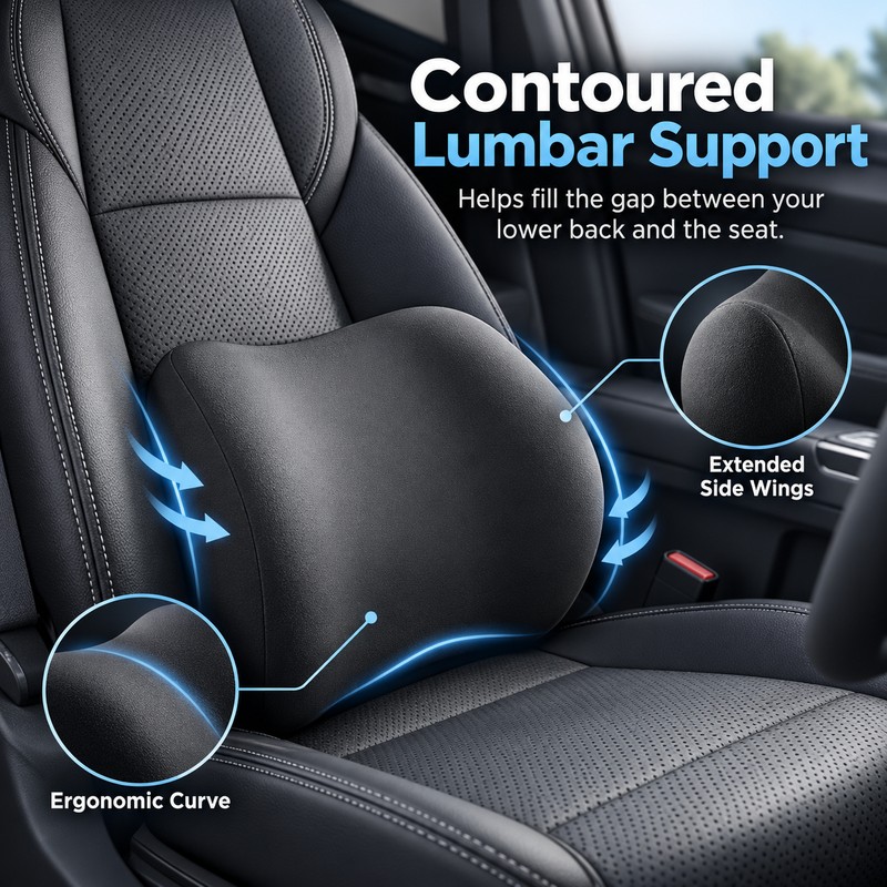 Car Memory Foam Neck & Lumbar Support Cushions for Driving
