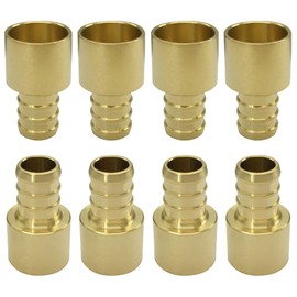 Uenede 8PCS Copper 1/2" PEX to 1/2" Female Sweat Solder Adapter Straight Brass Coupling Pipe Crimp Fitting Over Copper Tube