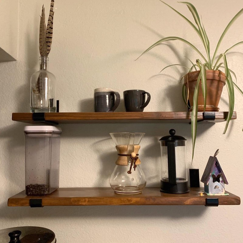 LuckIn 8 Inch Wall Shelf Brackets (Fit 7.25" Board) 4-Pack,