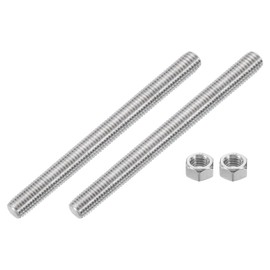 sourcing map 1/2"-13 Fully All Threaded Rod, 2Pcs 304 Stainless Steel Long Threaded Screw 6" Length Right Hand Threads for Furniture Mounting Assembly Fastening