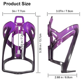 Garegce Bike Water Bottle Cage, Cycling Bottle Cage Durable Non-Slip Bike Drinks Holder, Universal Fit for Mountain MTB Road Bikes Cycling Accessories - Black Purple