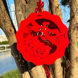 1PCS 24inch Moon Beauty Chinese Lanterns Chinese New Year Decorations for Party Palace Lantern Wedding Supplies Spring Festival Mid-Autumn Festival Party Room Ornaments Hollow Inlaid Red Lanterns