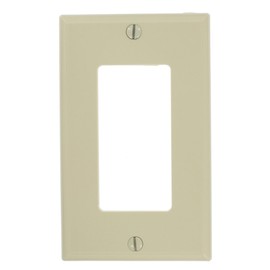 Leviton 80401-NI 1-Gang Decora/GFCI Device Wallplate, Standard Size, Thermoplastic Nylon, Device Mount, Ivory