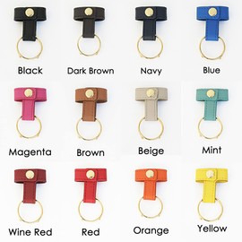 Unicute TU0023 Elbe Chaprie Genuine Leather Loop Key Chain Nail Friendly Key Holder, Made in Japan, mint