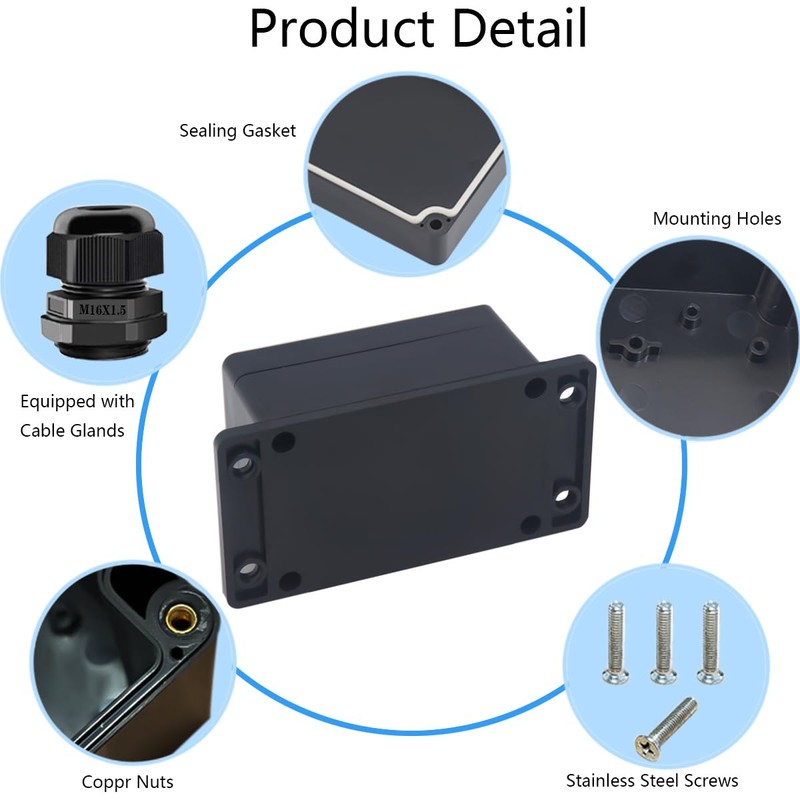 Otdorpatio 2Packs Junction Box IP65 Waterproof ABS Plastic Electrical Project
