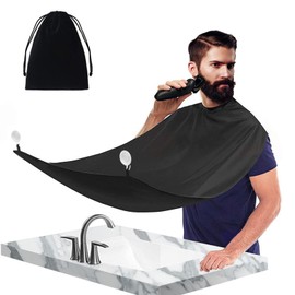 Beard Apron for Beard Design with Beard Stencil, Shaving Cape with 2 Suction Cups, Shaving Set with Black Storage Bag, for Barbers, Hairdressing Salons