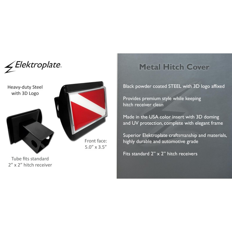 Elektroplate Scuba Dive All Metal Black Hitch Cover for Trucks